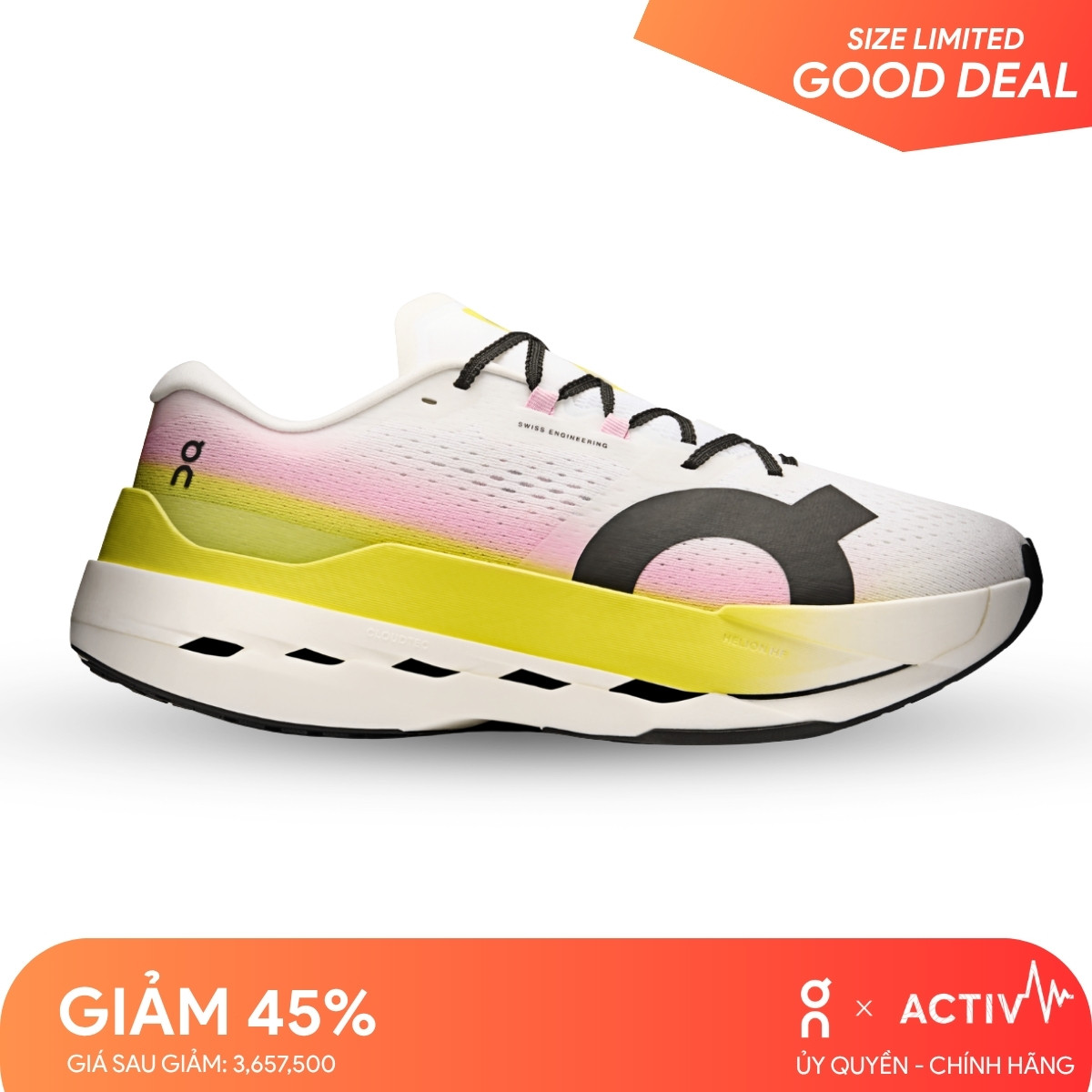Giày Chạy Bộ Nam On Running Cloudboom Max - Lime/Raspberry