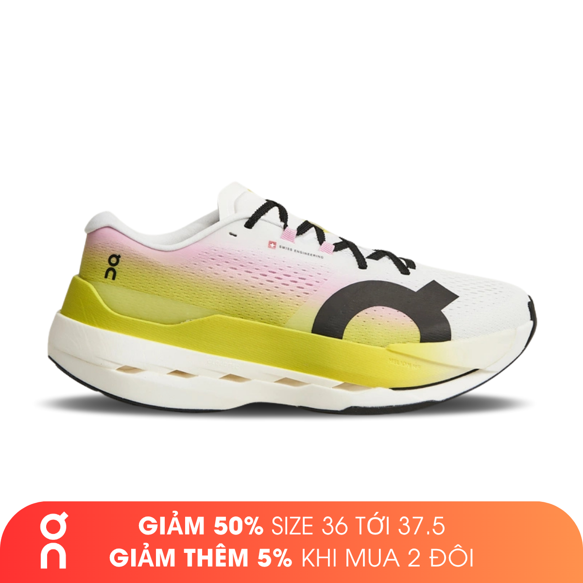 Giày Chạy Bộ Nữ On Running Cloudboom Max - Lime/Raspberry