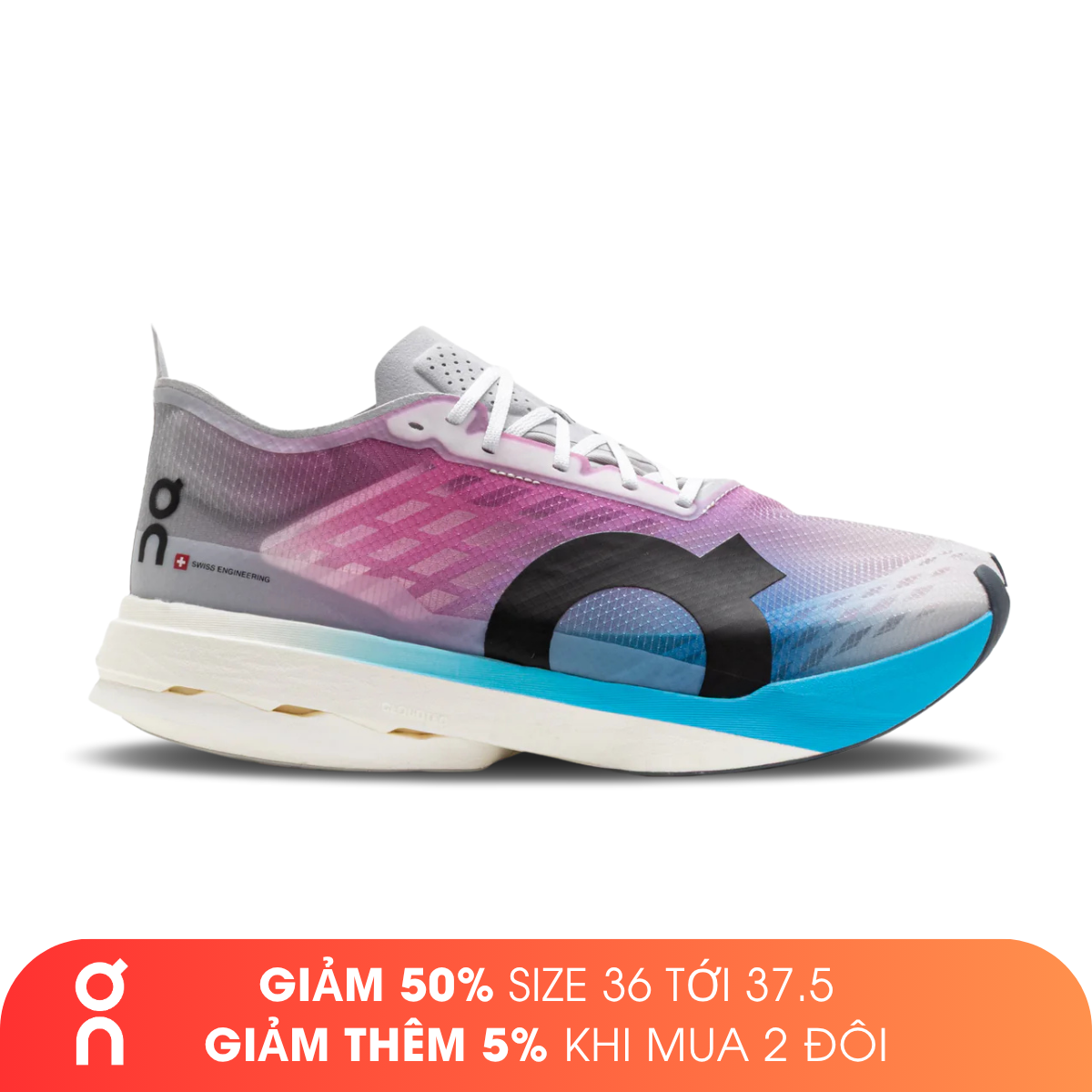 Giày Chạy Bộ Nữ On Running Cloudboom Strike - White/Horizon