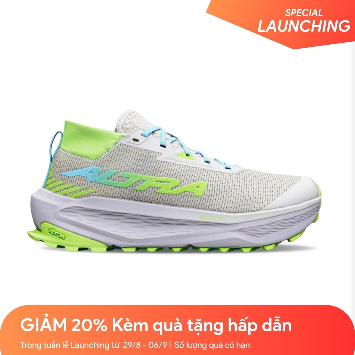 Giày Chạy Địa Hình Nữ Altra Olympus 275 Hilo - Vaporous Grey/Blue Fish