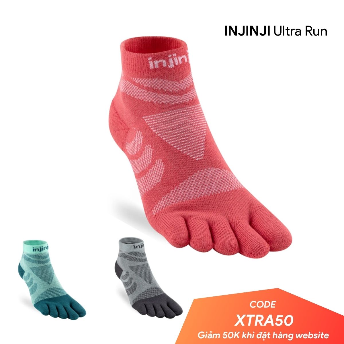 Tất Xỏ Ngón Nữ Injinji Ultra Run Mini Crew
