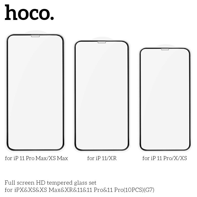 Kính Cường Lực Tràn Màn HD Hoco G7 Từ iPhone X đến iPhone 11 Pro Max/ Iphone 10c/hộp