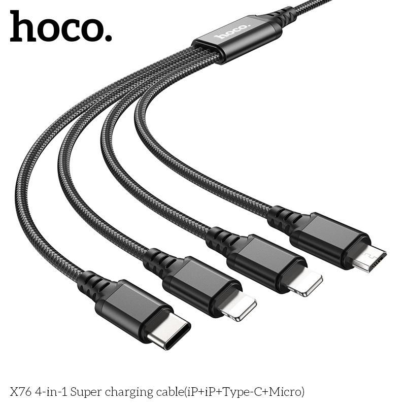 Cáp Sạc Hoco X76 - 4in1 (iPhone+ iPhone+TypeC + Micro)