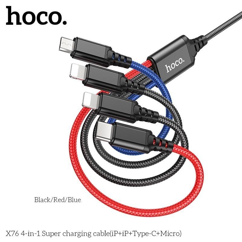 Cáp Sạc Hoco X76 - 4in1 (iPhone+ iPhone+TypeC + Micro)