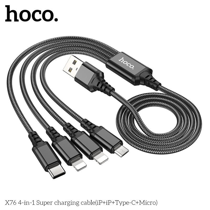 Cáp Sạc Hoco X76 - 4in1 (iPhone+ iPhone+TypeC + Micro)