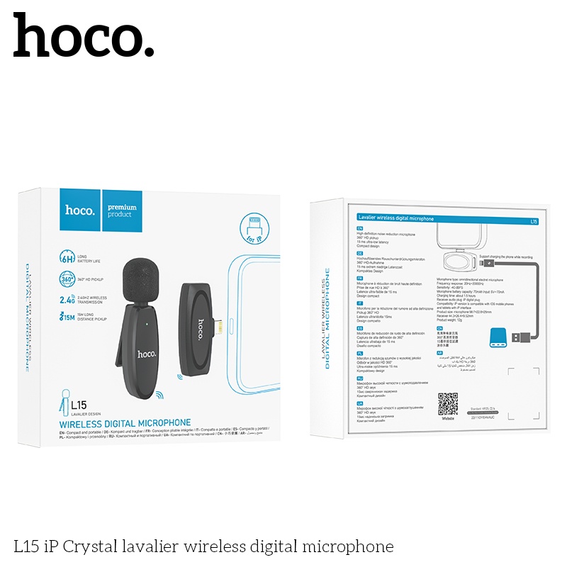 Mic không dây đầu tiếp xúc ip Hoco L15 IP