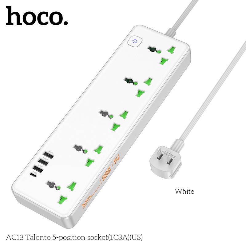 Ổ cắm an toàn đa chức năng Hoco AC13 250V 2500W DC17W