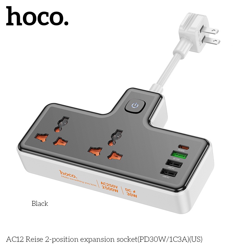 Ổ cắm sạc an toàn Hoco AC12 (AC 250V 2500W, DC30w)