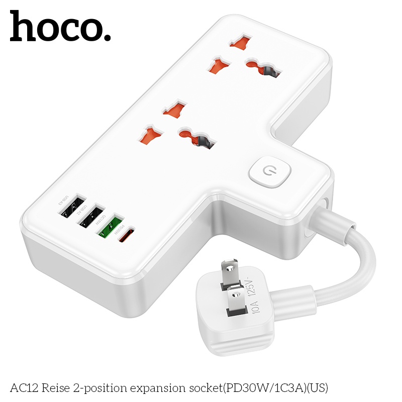 Ổ cắm sạc an toàn Hoco AC12 (AC 250V 2500W, DC30w)