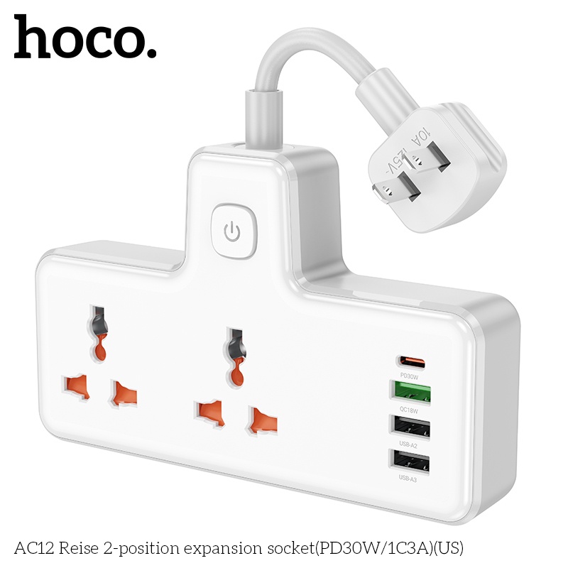 Ổ cắm sạc an toàn Hoco AC12 (AC 250V 2500W, DC30w)