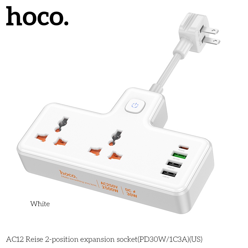 Ổ cắm sạc an toàn Hoco AC12 (AC 250V 2500W, DC30w)