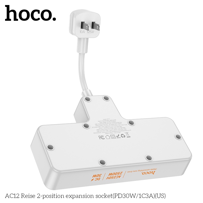 Ổ cắm sạc an toàn Hoco AC12 (AC 250V 2500W, DC30w)