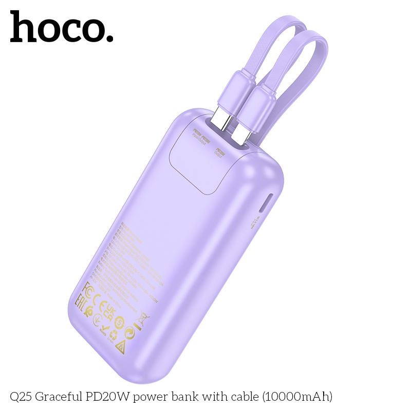 Pin sạc dự phòng sac nhanh Hoco Q25 10.000mAh PD20W QC3.0 (có dây ip+typeC)