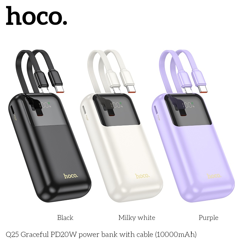 Pin sạc dự phòng sac nhanh Hoco Q25 10.000mAh PD20W QC3.0 (có dây ip+typeC)