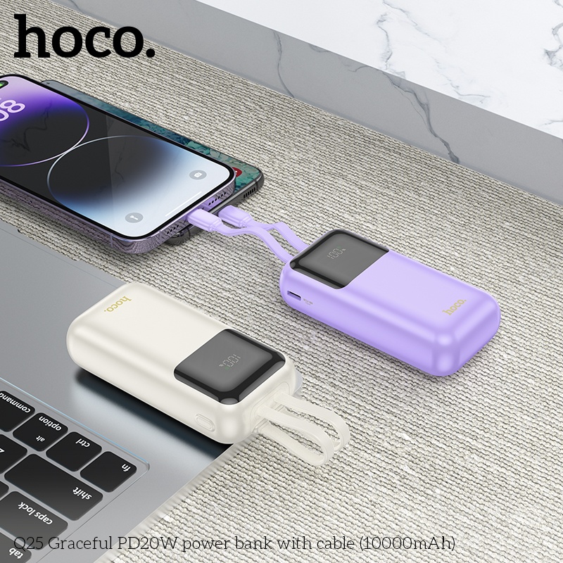 Pin sạc dự phòng sac nhanh Hoco Q25 10.000mAh PD20W QC3.0 (có dây ip+typeC)