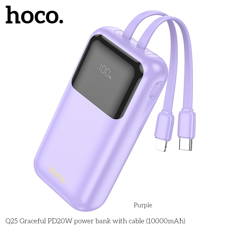 Pin sạc dự phòng sac nhanh Hoco Q25 10.000mAh PD20W QC3.0 (có dây ip+typeC)