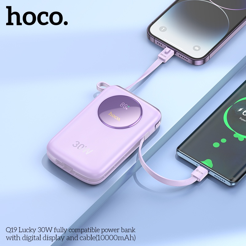 Pin sạc dự phòng sạc nhanh 30W Hoco Q19 10.000mAh có dây (typeC và lightning)