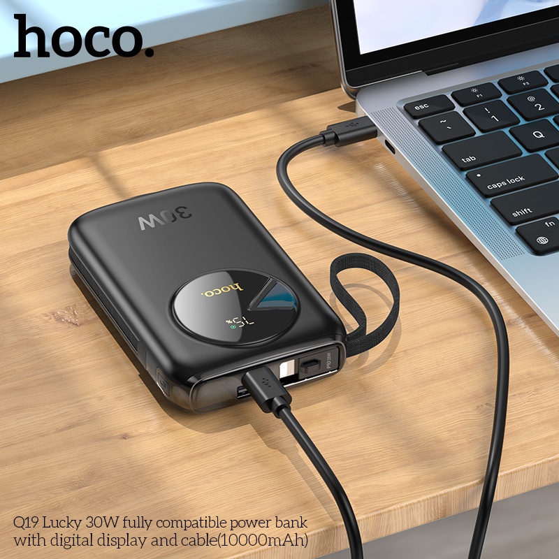 Pin sạc dự phòng sạc nhanh 30W Hoco Q19 10.000mAh có dây (typeC và lightning)