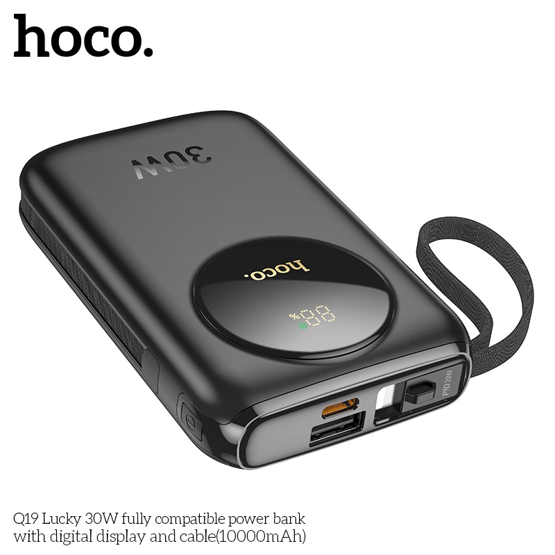 Pin sạc dự phòng sạc nhanh 30W Hoco Q19 10.000mAh có dây (typeC và lightning)