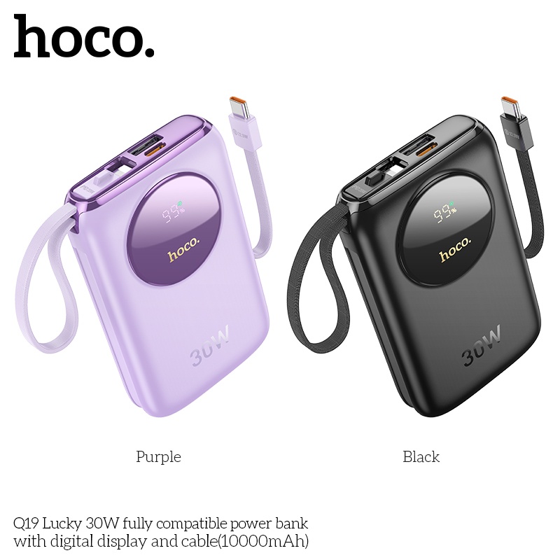 Pin sạc dự phòng sạc nhanh 30W Hoco Q19 10.000mAh có dây (typeC và lightning)