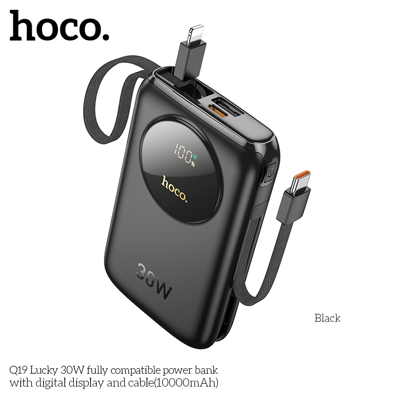 Pin sạc dự phòng sạc nhanh 30W Hoco Q19 10.000mAh có dây (typeC và lightning)