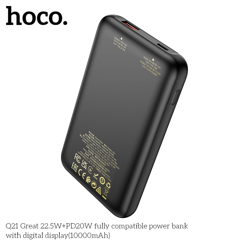 Pin sạc dự phòng sạc nhanh Hoco Q21 10.000mAh 22,5W+PD20W với màn hình kỹ thuật số