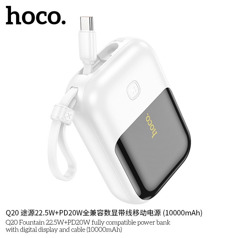 Pin sạc dự phòng sạc nhanh Hoco Q20 22.5W PD20W có màn hình và cáp 10.000mAh