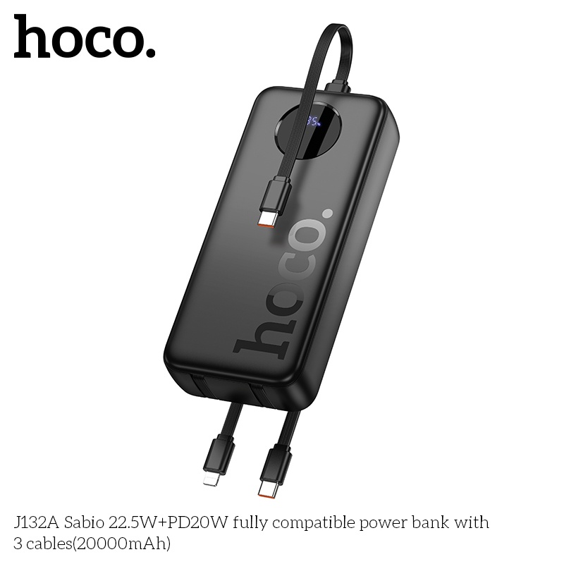 Pin sạc dự phòng có dây J132A 20.00mAh 22.5W+PD20W