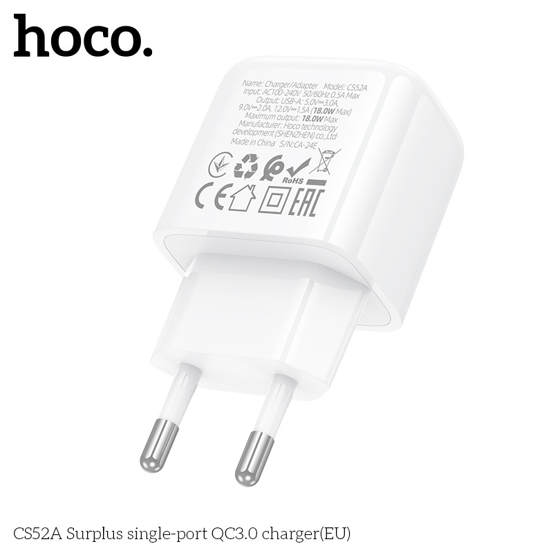 Củ sạc nhanh 1 cổng QC3.0 18W Hoco CS52A