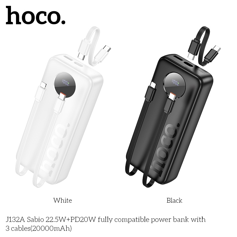 Pin sạc dự phòng có dây J132A 20.00mAh 22.5W+PD20W