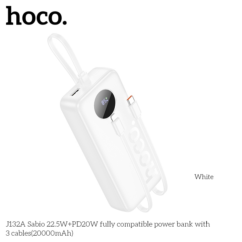 Pin sạc dự phòng có dây J132A 20.00mAh 22.5W+PD20W