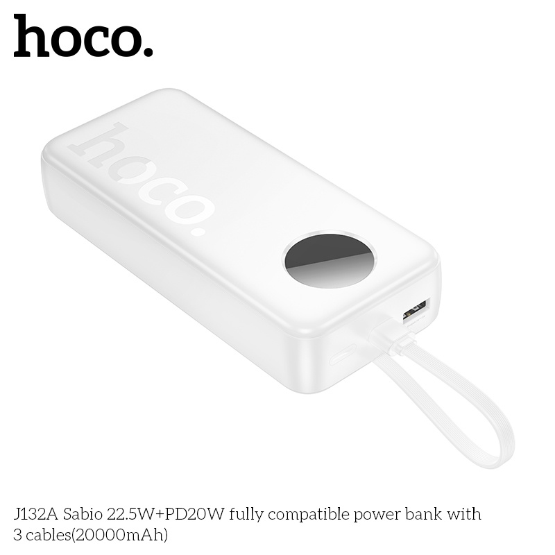 Pin sạc dự phòng có dây J132A 20.00mAh 22.5W+PD20W