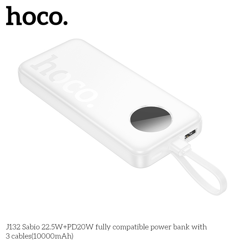 Pin sạc dự phòng sạc nhanh Hoco J132 22.5W +PD20W có 3 cáp 10.000mAh