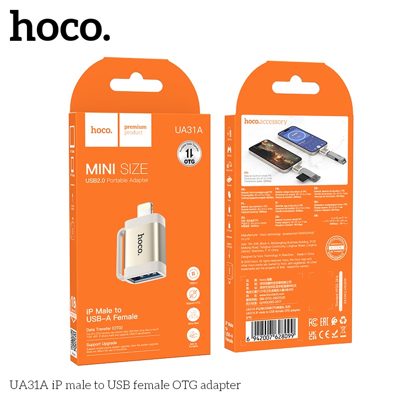 Đầu chuyển Hoco IP đực sang USB cái OTC UA31A Hoco