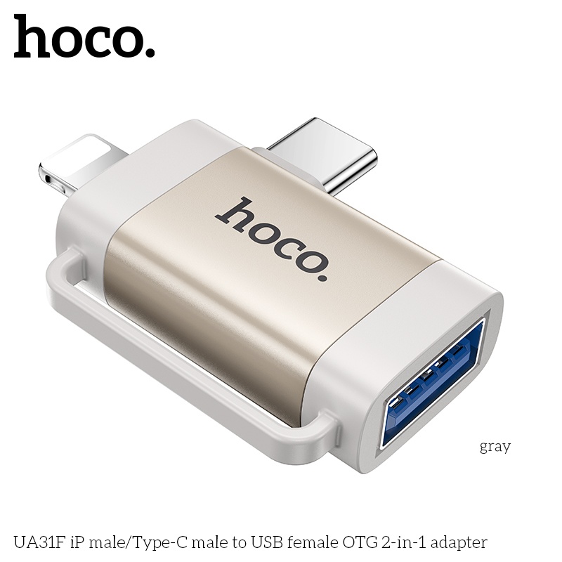 Đầu chuyển đổi Mini IP/USB-C đực USB-A cái Hoco UA31F