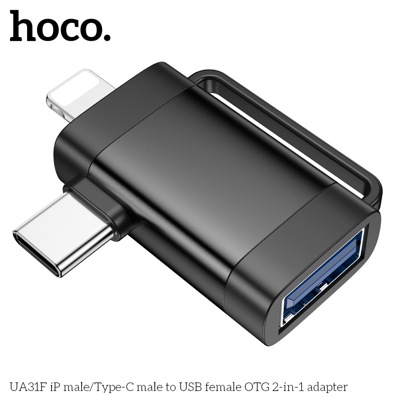 Đầu chuyển đổi Mini IP/USB-C đực USB-A cái Hoco UA31F