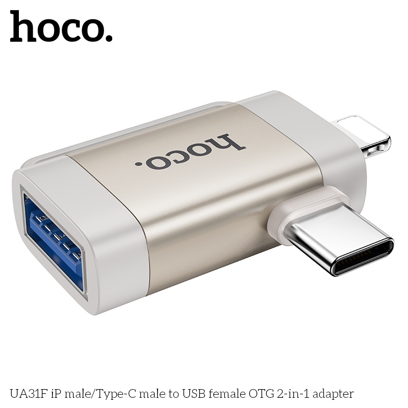 Đầu chuyển đổi Mini IP/USB-C đực USB-A cái Hoco UA31F