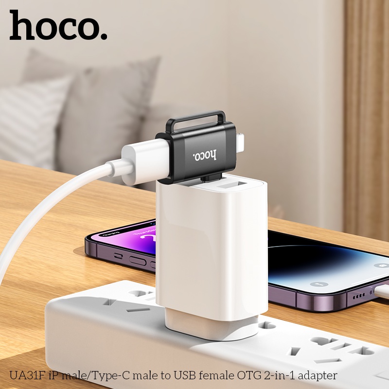 Đầu chuyển đổi Mini IP/USB-C đực USB-A cái Hoco UA31F