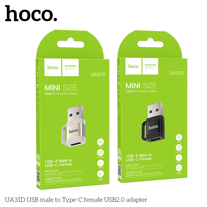 Đầu chuyển đổi mini USB-A đực USB-C Cái Hoco UA31D