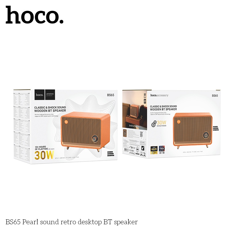 Loa Bluetooth gỗ Retro âm thanh tinh xảo bass to Hoco BS65