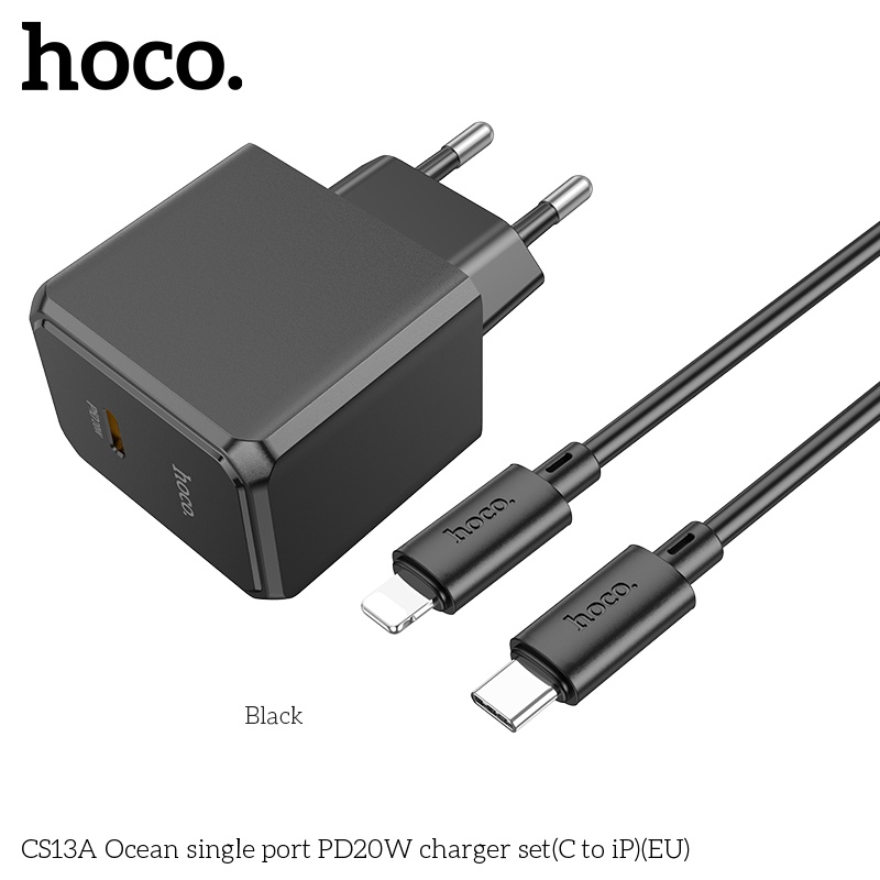 Bộ củ cáp sạc nhanh Hoco PD20W CS13A lightning (C to Ip)