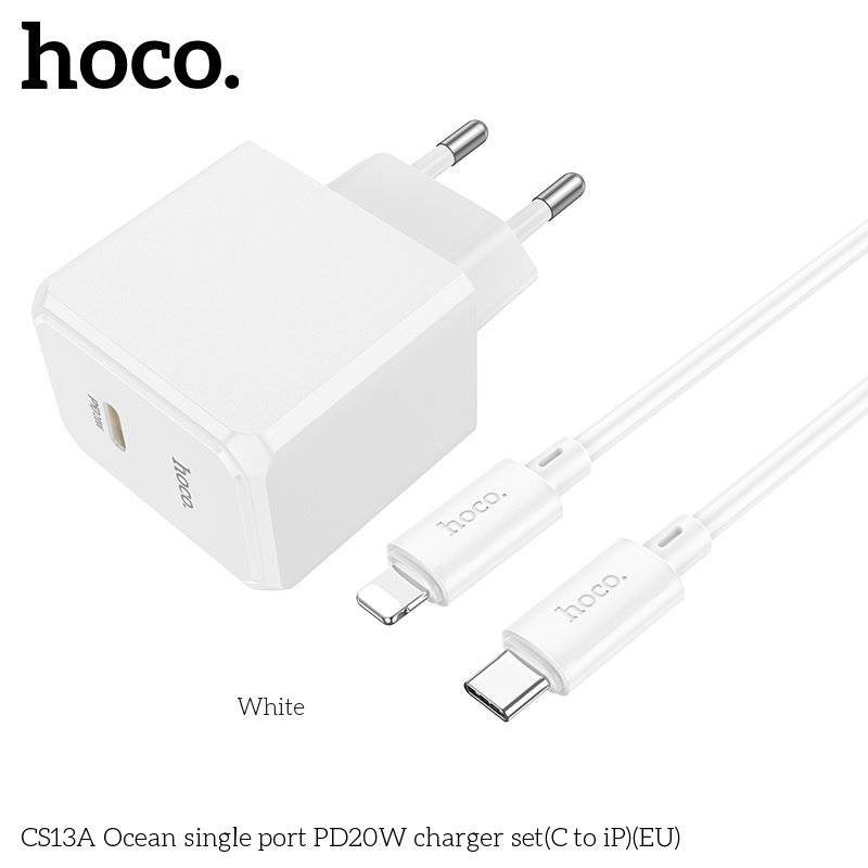 Bộ củ cáp sạc nhanh Hoco PD20W CS13A lightning (C to Ip)