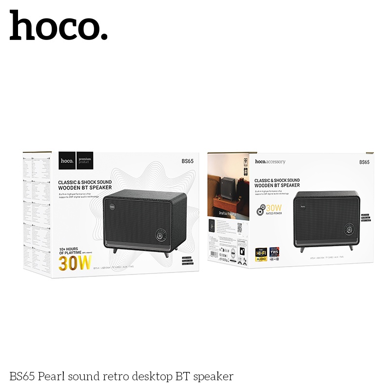 Loa Bluetooth gỗ Retro âm thanh tinh xảo bass to Hoco BS65