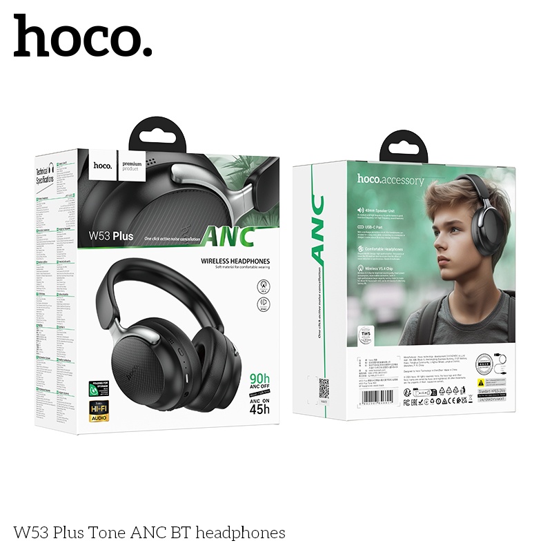 Tai nghe headphone bluetooth Hoco W53 plus Tone ANC