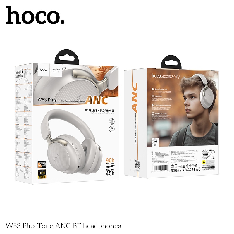 Tai nghe headphone bluetooth Hoco W53 plus Tone ANC