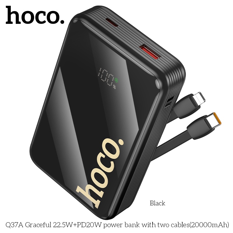 Pin sạc dự phòng sạc nhanh có dây Hoco Q37A 20.000mAh 22.5WW+PD20W (1 dây ip 1 dây typec)