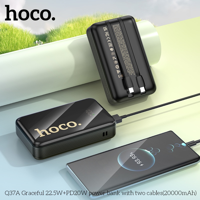 Pin sạc dự phòng sạc nhanh có dây Hoco Q37A 20.000mAh 22.5WW+PD20W (1 dây ip 1 dây typec)