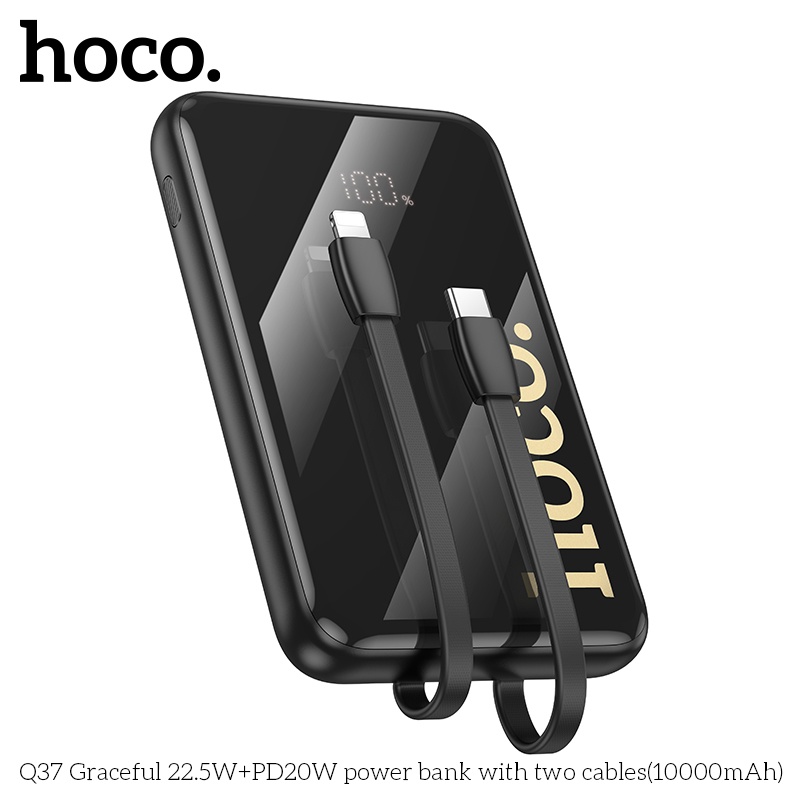 Pin sạc dự phòng sạc nhanh có dây Hoco Q37 10.000mAh 22.5WW+PD20W (1 dây ip 1 dây typec)