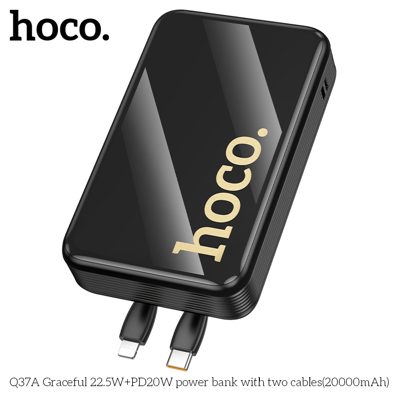 Pin sạc dự phòng sạc nhanh có dây Hoco Q37A 20.000mAh 22.5WW+PD20W (1 dây ip 1 dây typec)