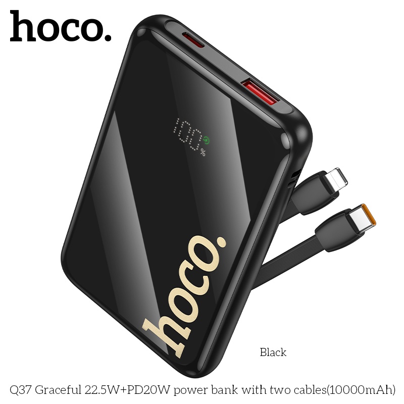 Pin sạc dự phòng sạc nhanh có dây Hoco Q37 10.000mAh 22.5WW+PD20W (1 dây ip 1 dây typec)